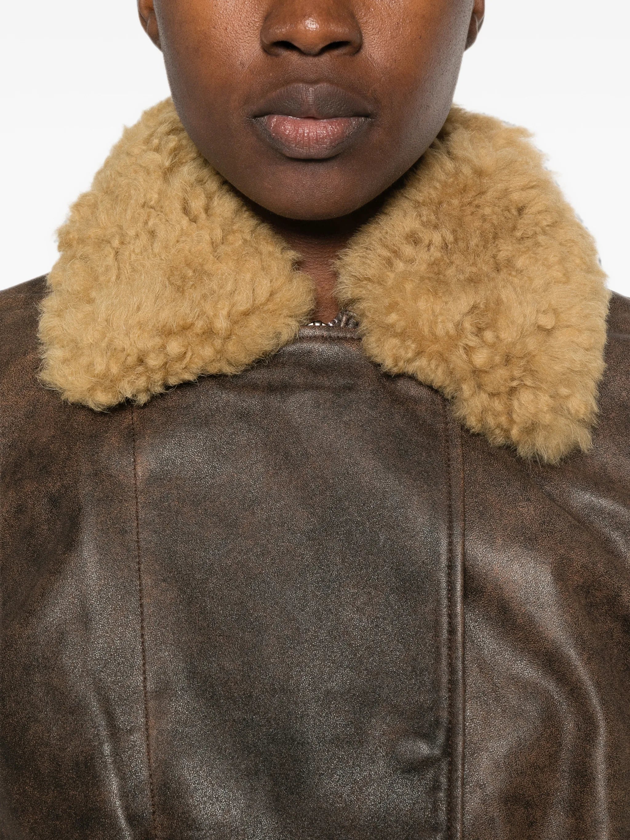 R13 R13 Shearling-collar Leather Jacket, view 2