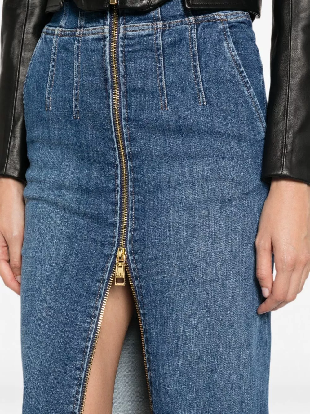 Elisabetta Franchi Gonna in denim di cotone, view 2