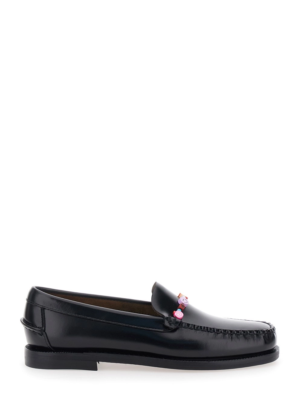 Sebago Mocassini 'FRANK BEADS WOMAN' Nero con Punta Arrotondata in Pelle Donna