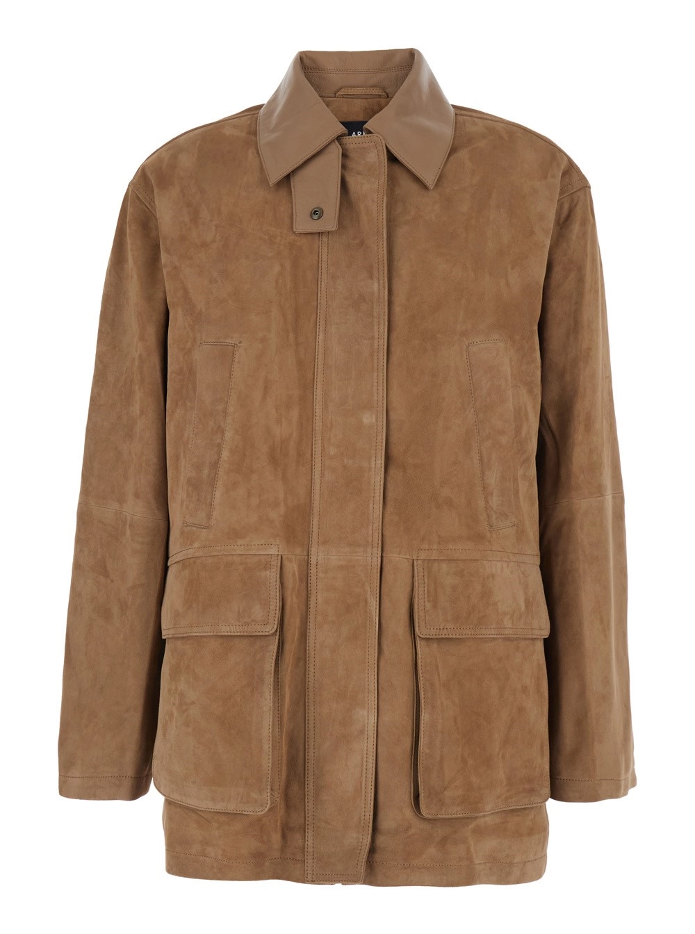 Arma Giubbotto 'Kaylee' con Colletto Richiudibile con Bottone e Tasche Applicate sul Fronte in Suede Marrone Donna