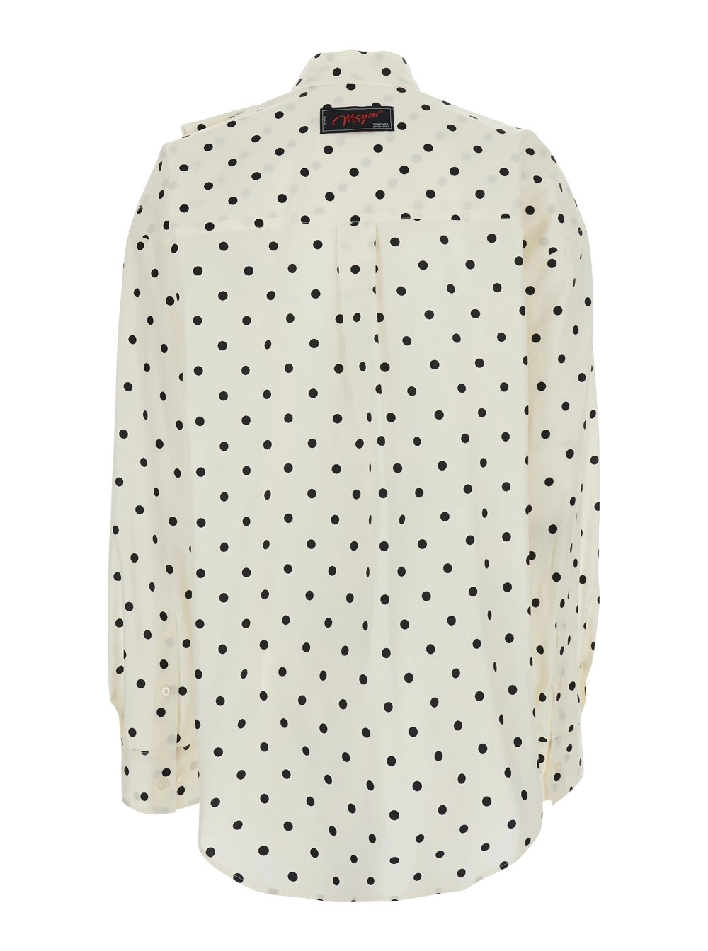 Msgm Camicia con dettagli con ruches e motivo a pois all-over in cotone bianca donna, view 2