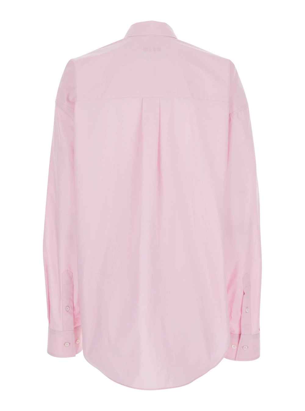Msgm Camicia con colletto classico e decorazione con borchie sul fronte in cotone rosa donna, view 2