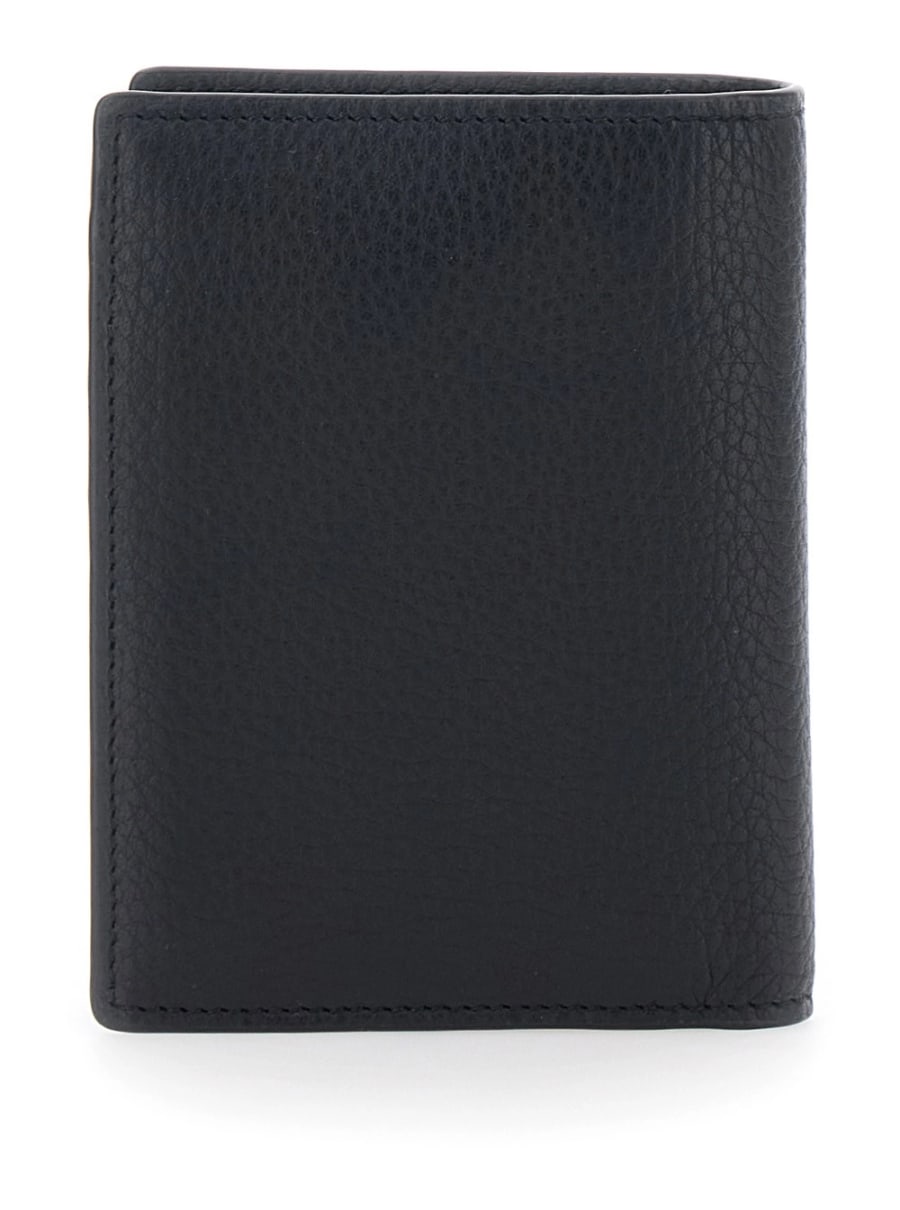 Saint Laurent Portacarte 'Cassandre' con Placca sul Fronte in Pelle Martellata Nero Uomo, view 4