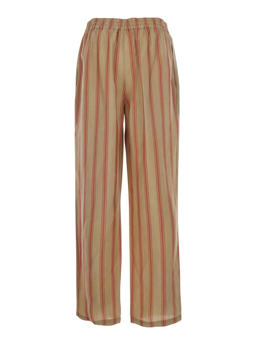 Saint Laurent Pantaloni Beige 'STRIPS' con Vita Elastico e Tasche Laterali in Cupro Uomo, view 2