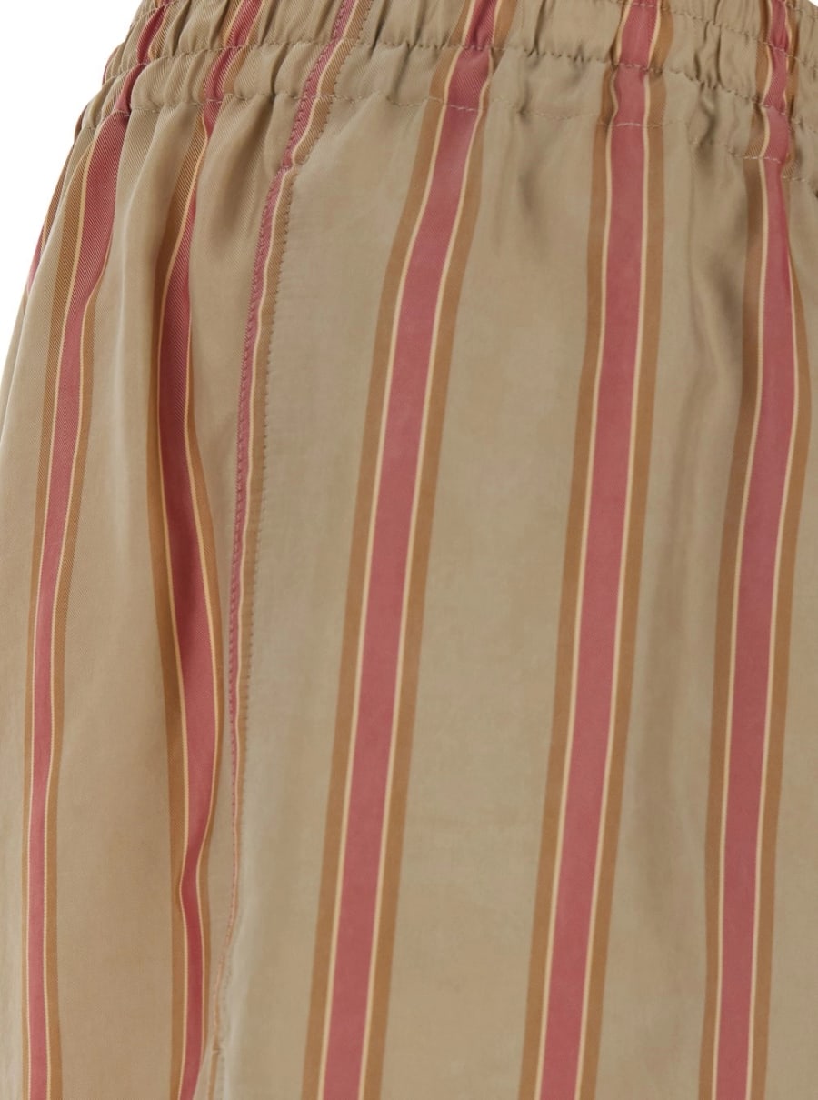 Saint Laurent Pantaloni Beige 'STRIPS' con Vita Elastico e Tasche Laterali in Cupro Uomo, view 3