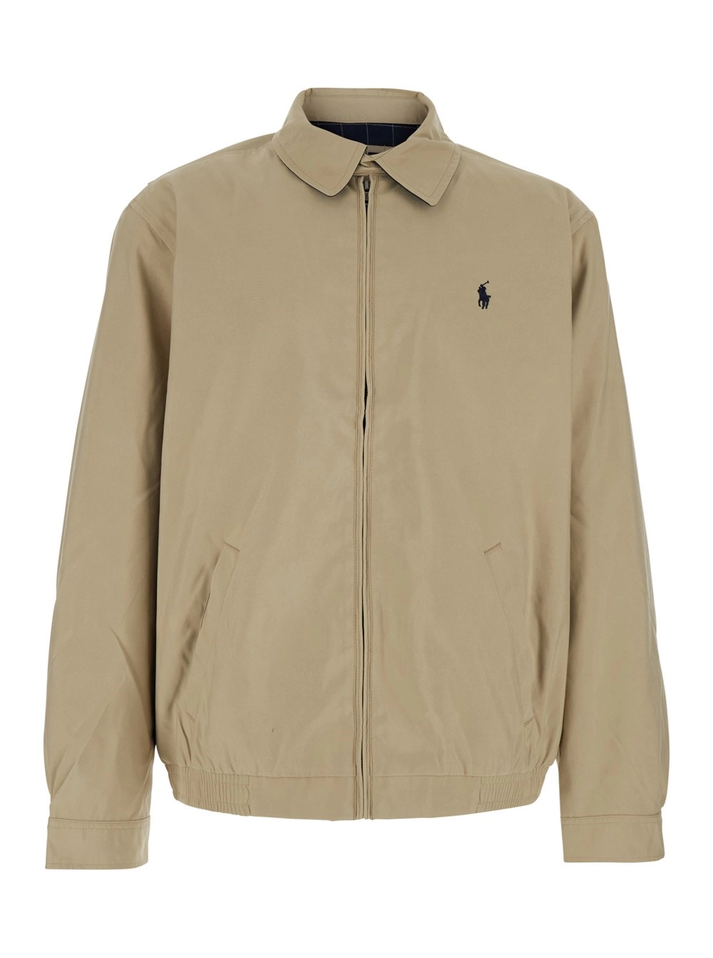 Polo Ralph Lauren Giubbotto con Pony Ricamato sul Fronte in Tessuto Tecnico Beige Uomo