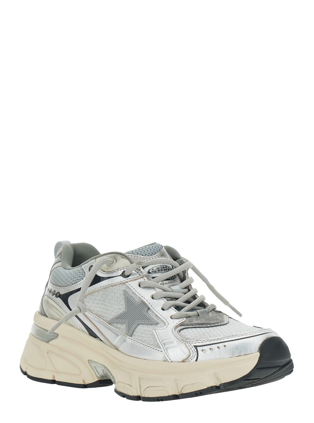 Golden Goose Sneaker 'Lightstar' Low Top con Patch a Stella sul Lato e Patch Logo sulla Linguetta in Pelle e Tessuto Grigia Donna, view 2