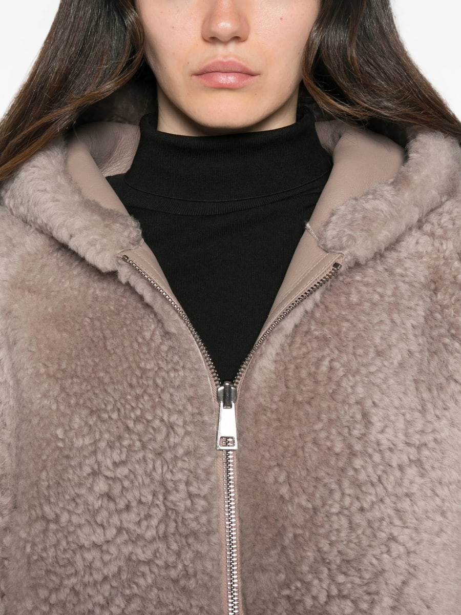 Simonetta Ravizza Simonetta Ravizza Bart R Reversible Hooded Shearling Jacket, view 4