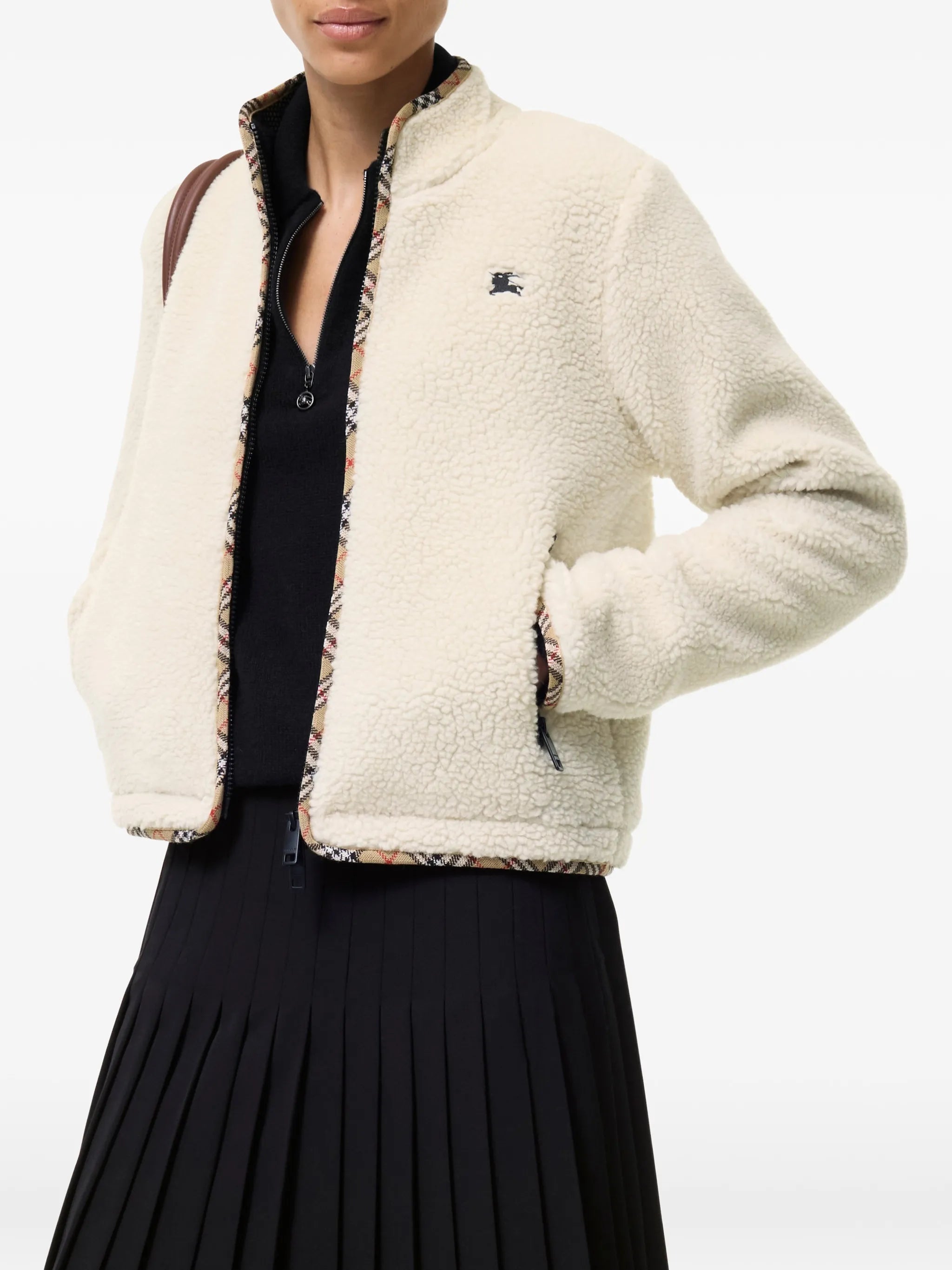 Burberry Burberry Cropped Wool-cashmere Blend Fleece Jacket, view 2