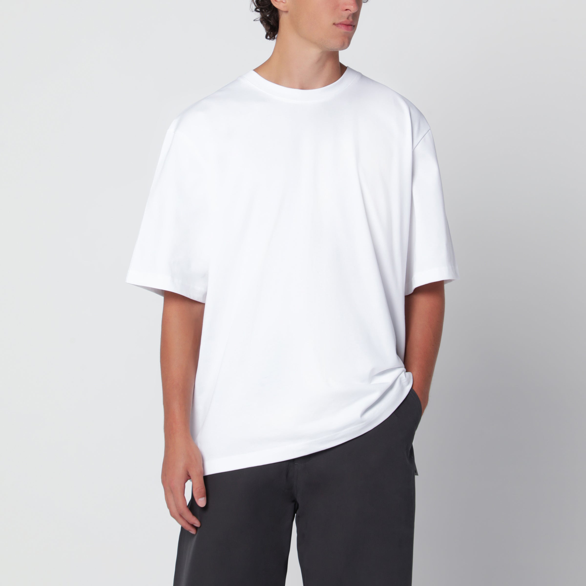 STUDIO NICHOLSON T-shirt Lay bianca vestibilità boxy