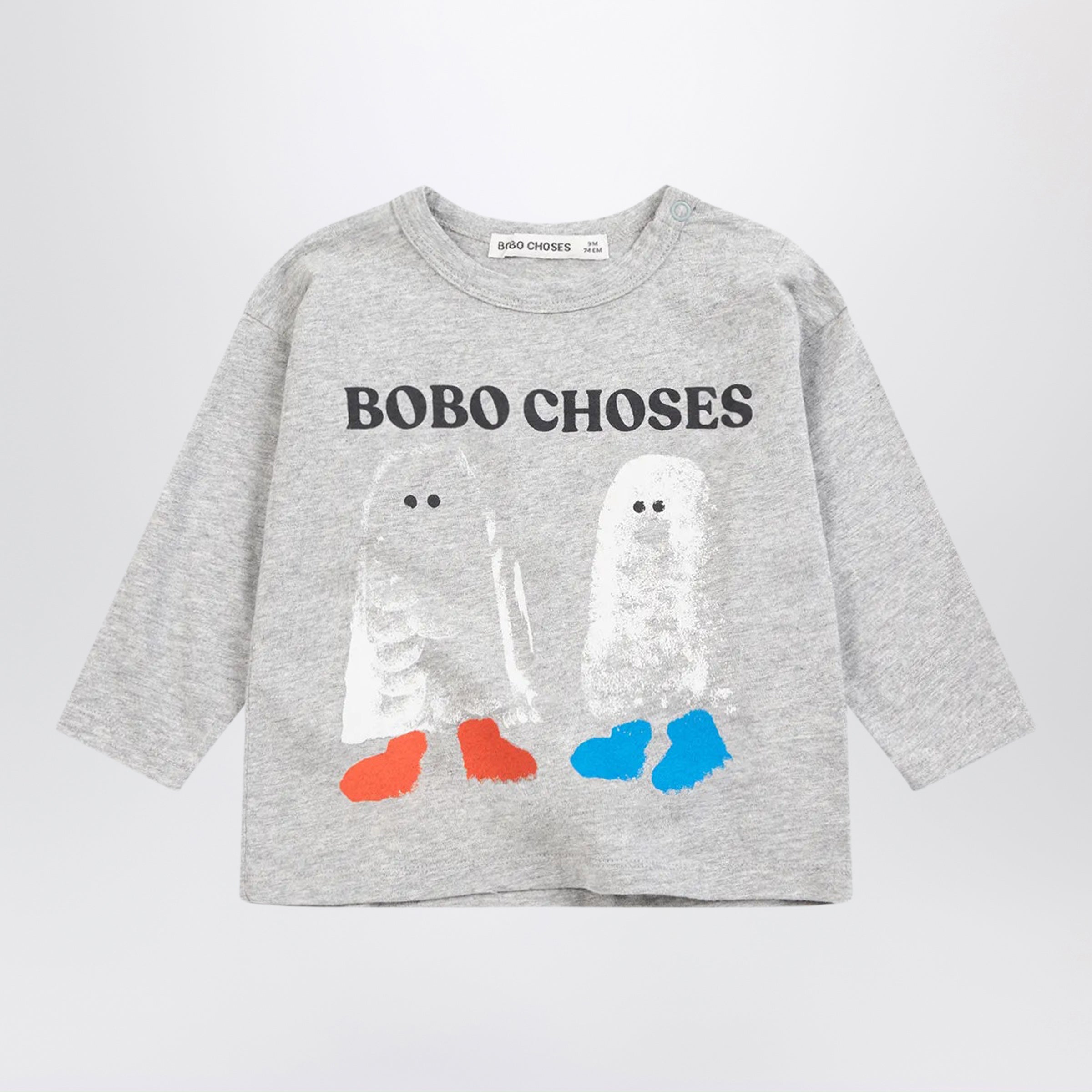 BOBO CHOSES Maglietta Booty Ghosts grigia chiara in cotone