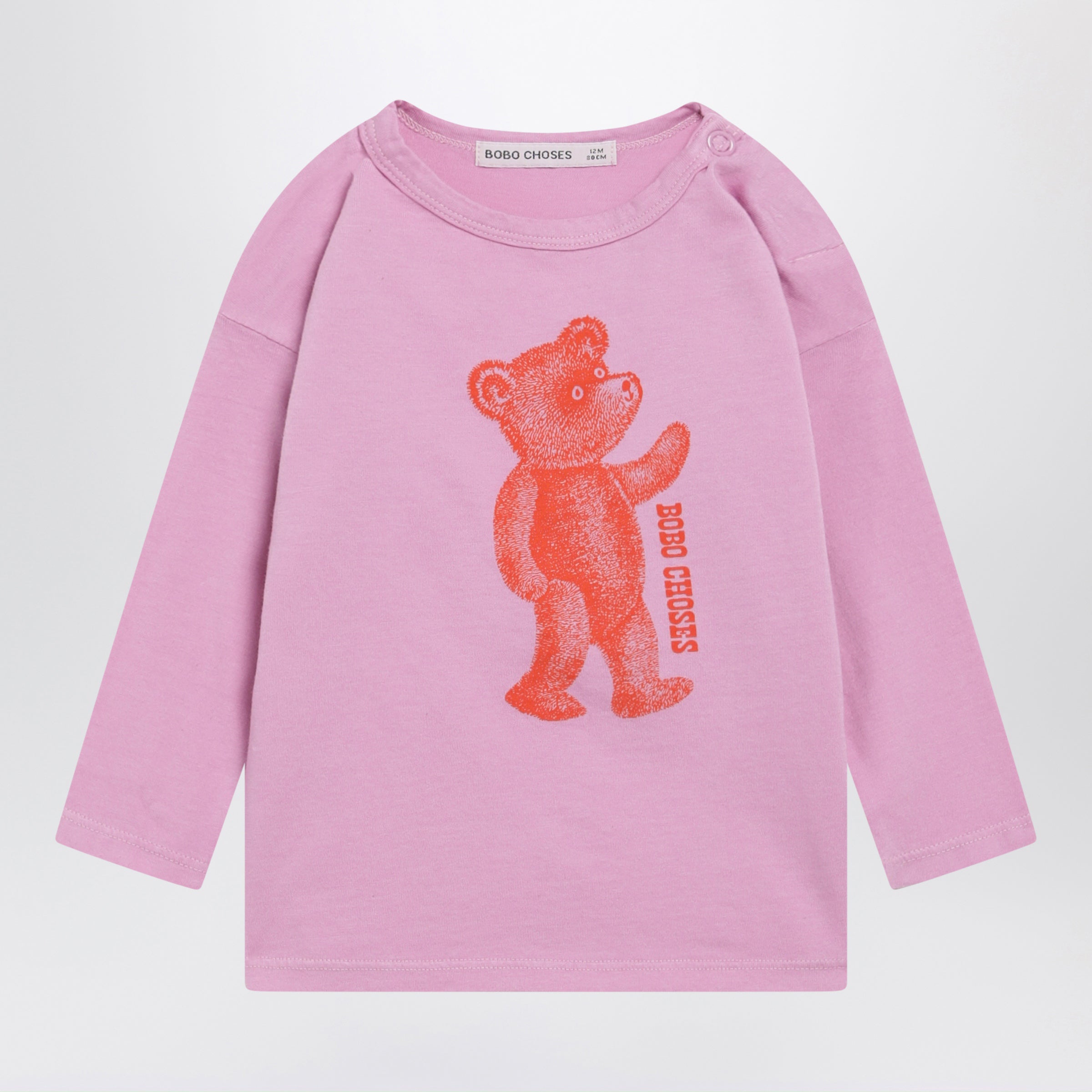 BOBO CHOSES T-shirt a maniche lunghe Softpaw Monster rosa in cotone