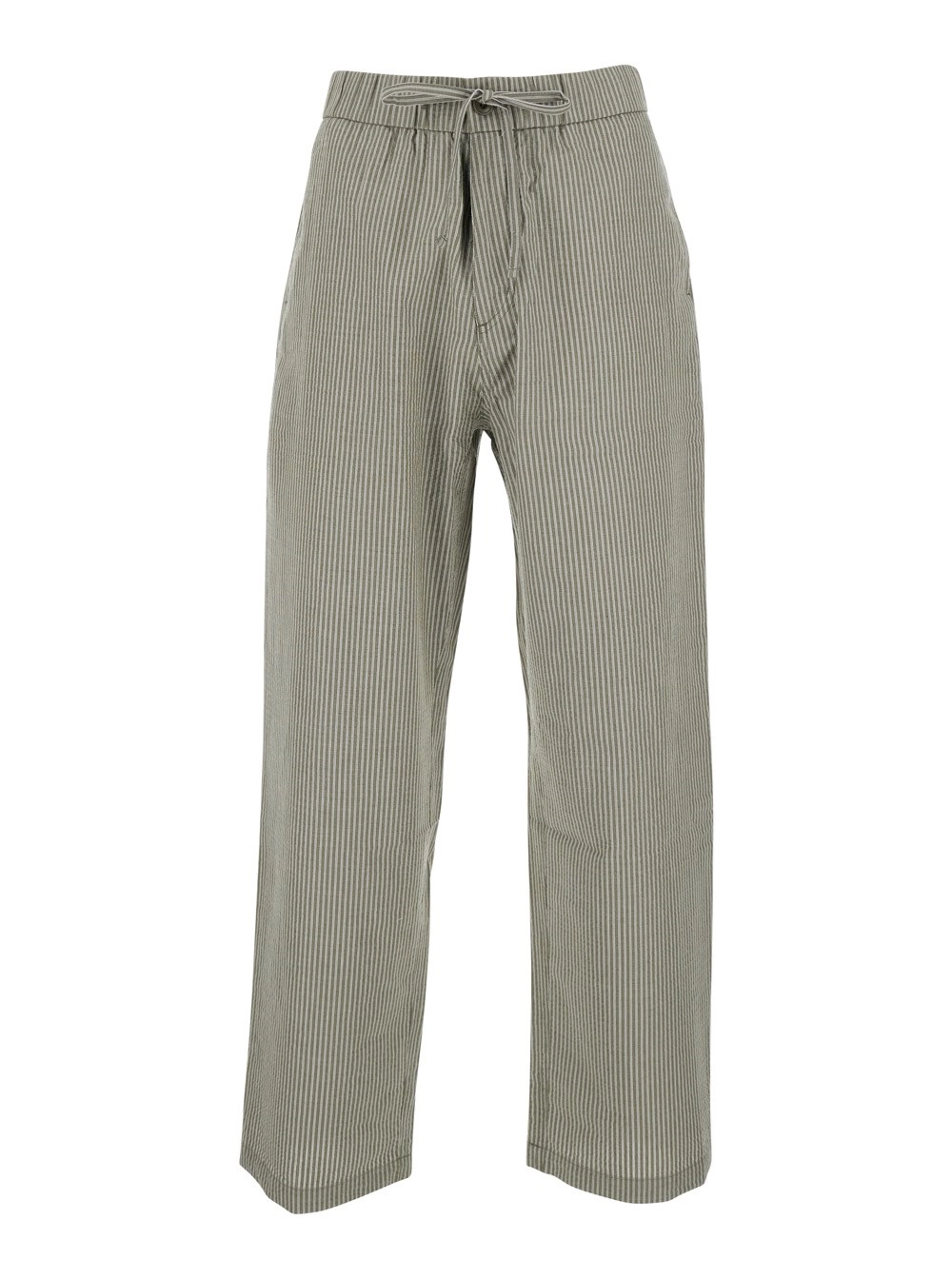 Coor Pantaloni con Motivo a Righe All-Over in Cotone Verdi Uomo