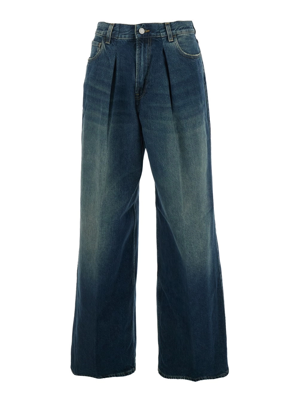 Haikure Jeans Blu con Patch Logo sul Retro e Effetto Sbiadito in Denim Blu Donna