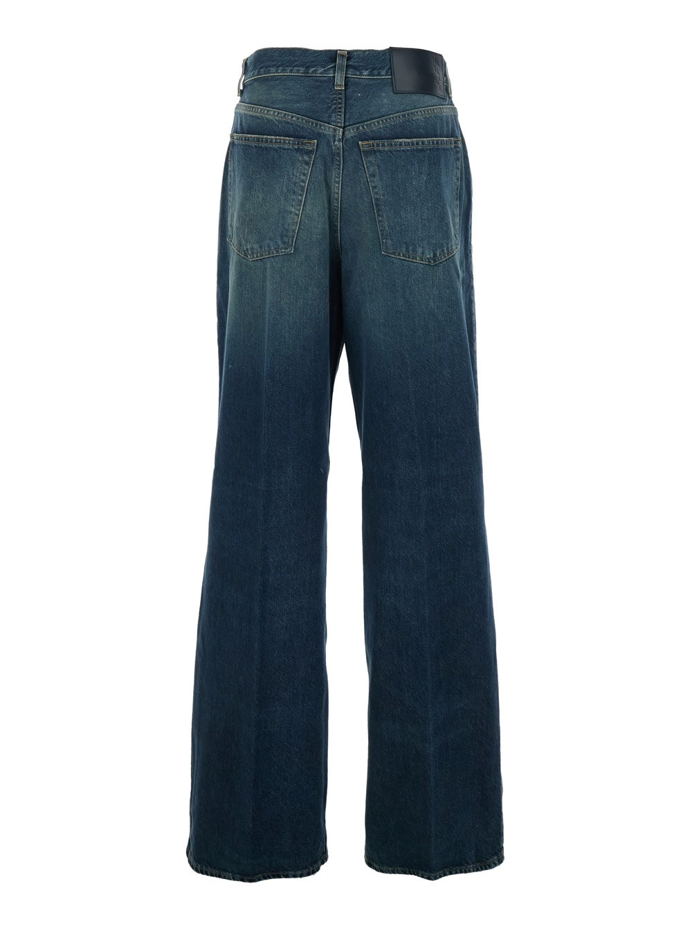 Haikure Jeans Blu con Patch Logo sul Retro e Effetto Sbiadito in Denim Blu Donna, view 2