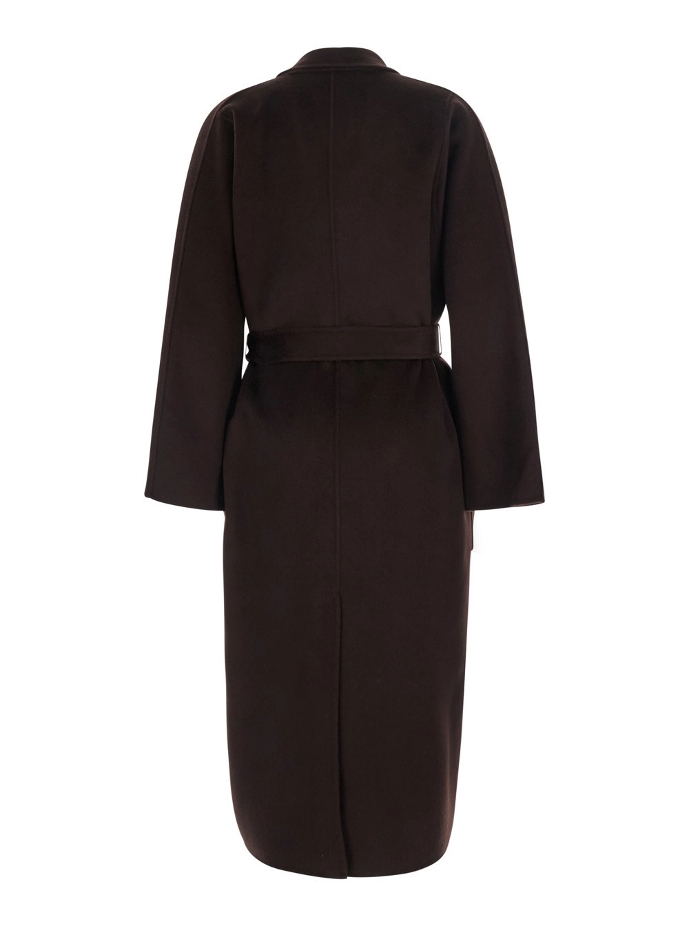 Elisabetta Franchi Cappotto con cintura in tessuto tecnico marrone per donna, view 2