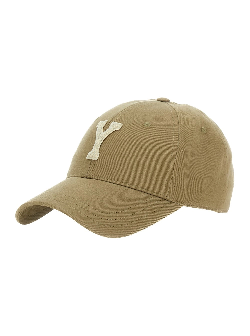 Saint Laurent Cappello da Baseball 'Logo' con Ricamo Logo sul Fronte in Cotone Beige Uomo