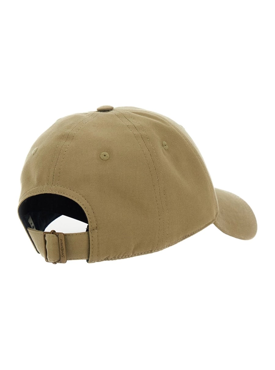 Saint Laurent Cappello da Baseball 'Logo' con Ricamo Logo sul Fronte in Cotone Beige Uomo, view 2