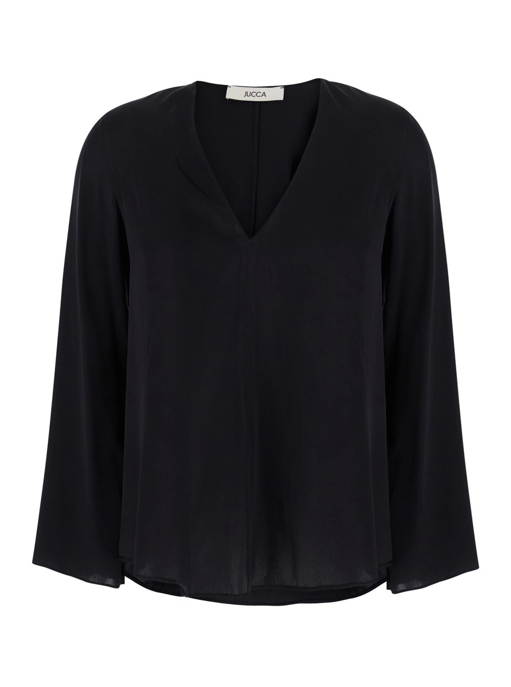 Jucca Top con Scollo a V in Seta Nera Donna