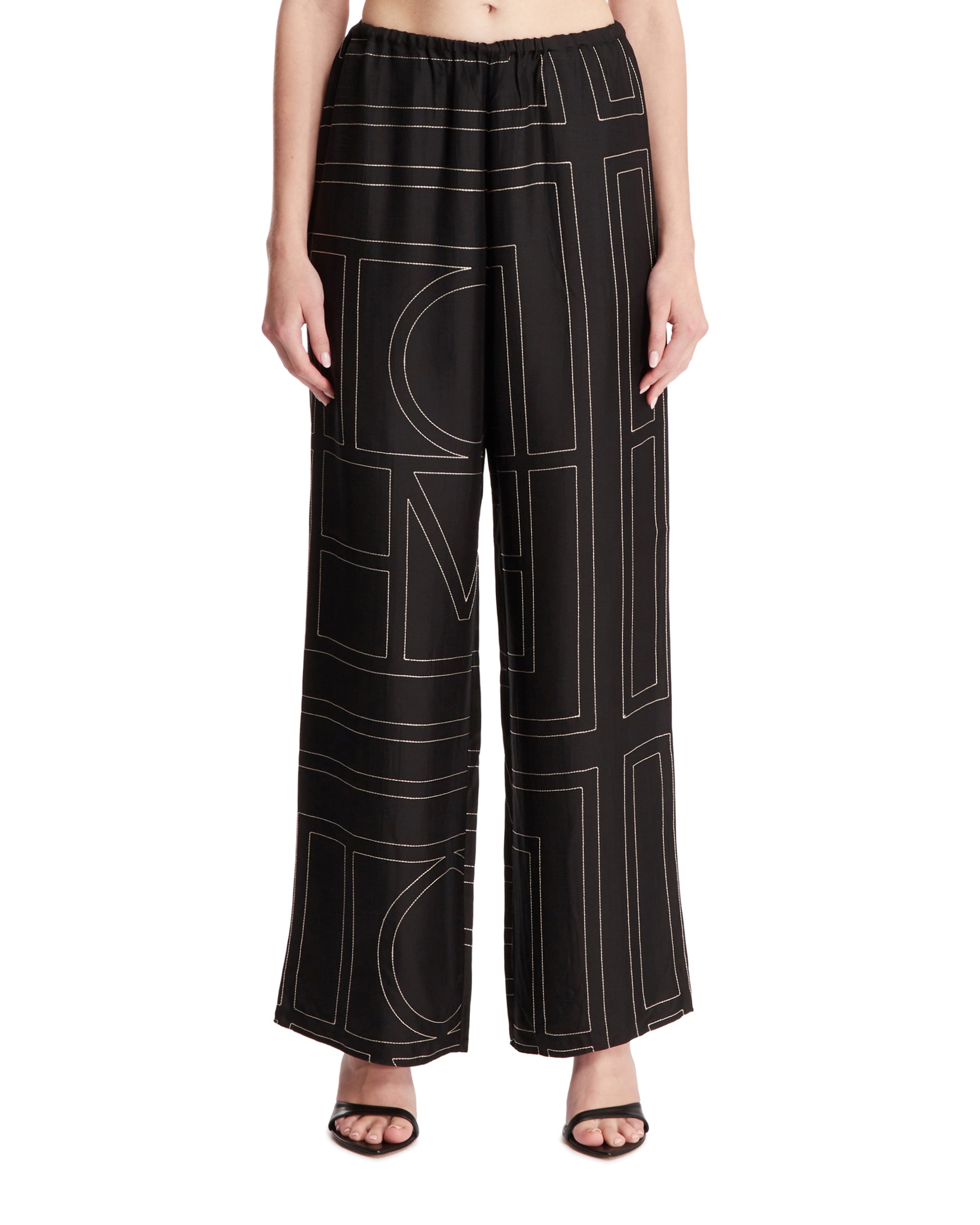 Toteme Pantaloni Monogramma Neri