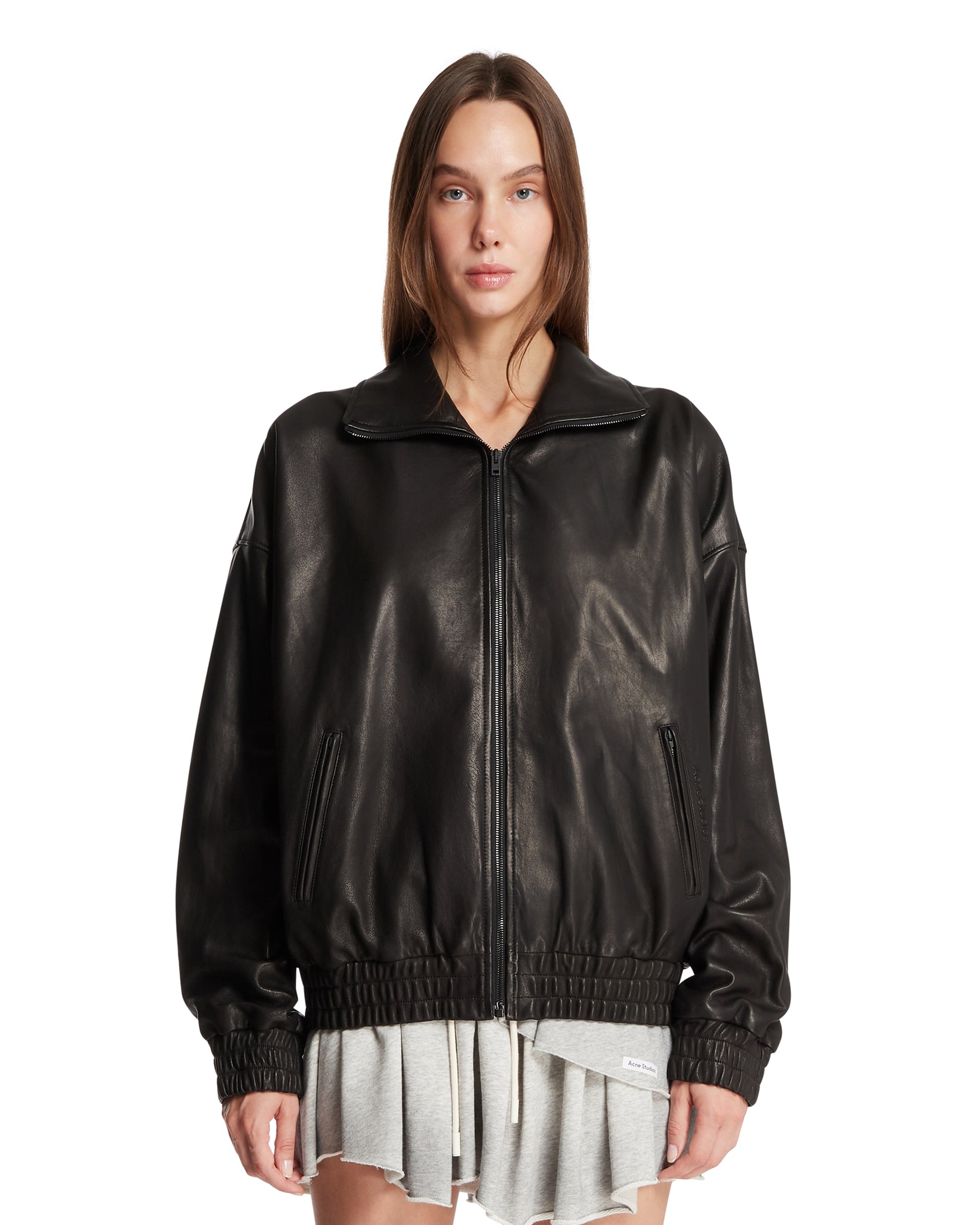 ACNE STUDIOS Giacca Bomber In Pelle Nera