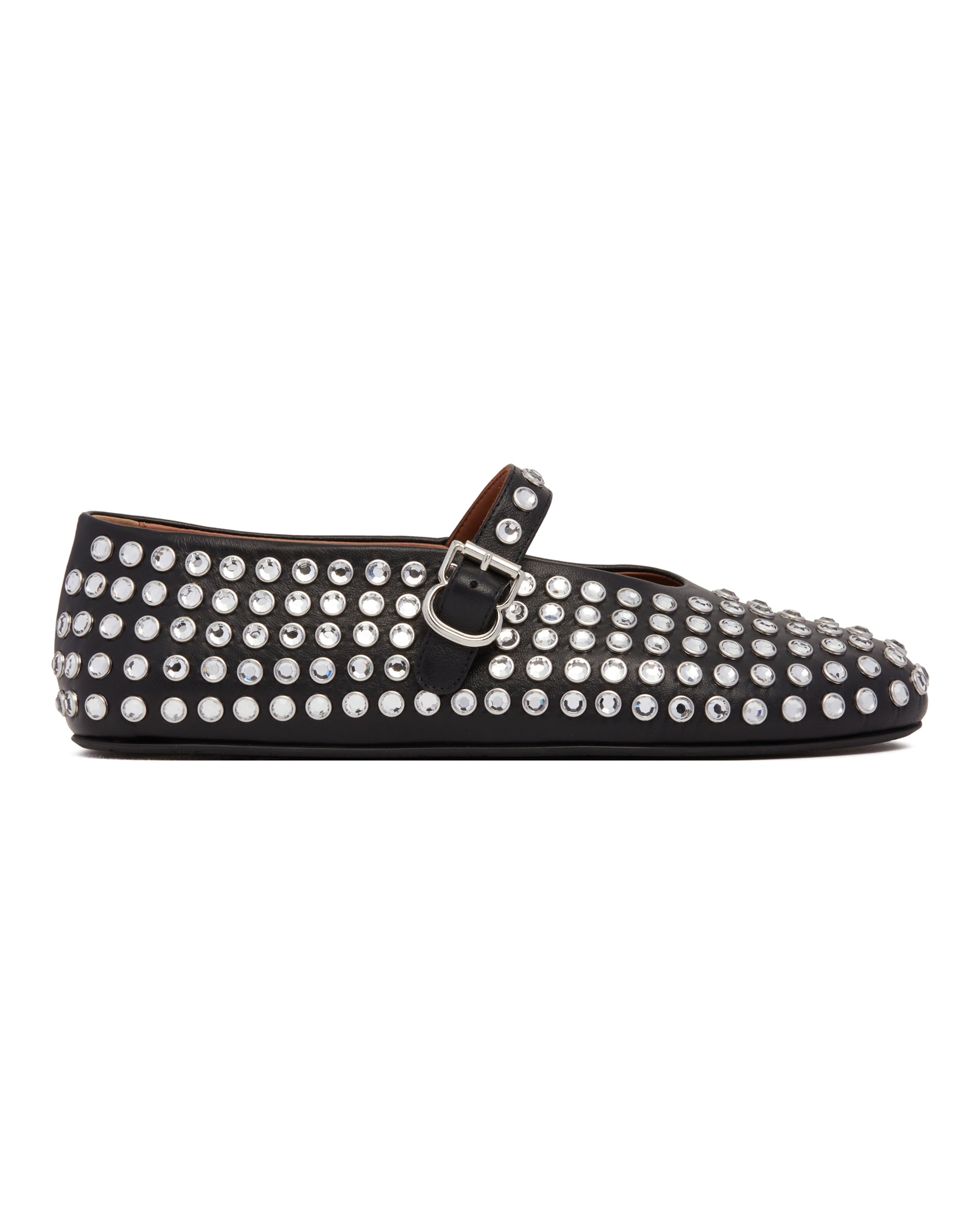 Alaïa Ballerine Flat Con Strass Nere, view 2