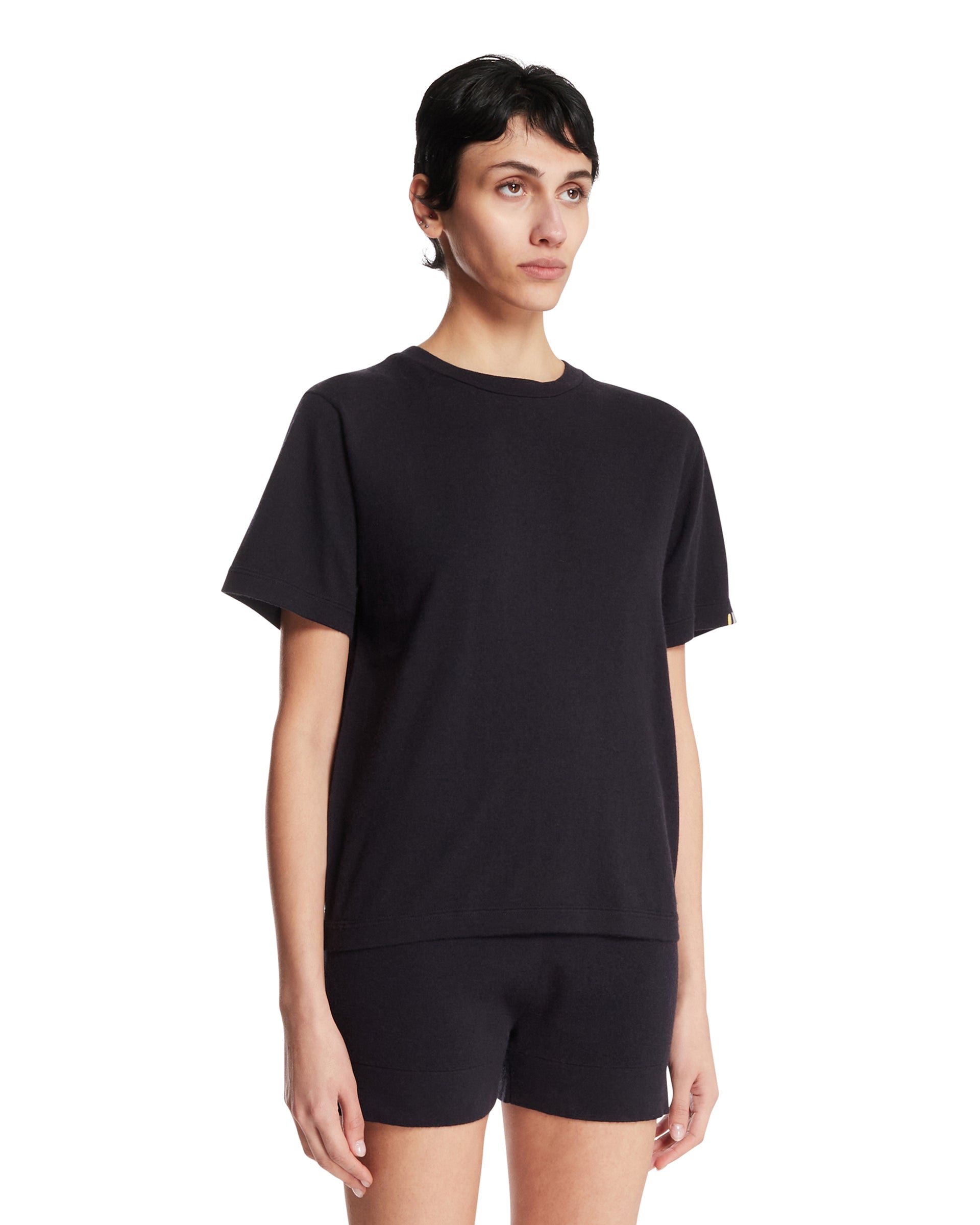 EXTREME CASHMERE T-Shirt Basic In Cotone E Cashmere Blu, view 2