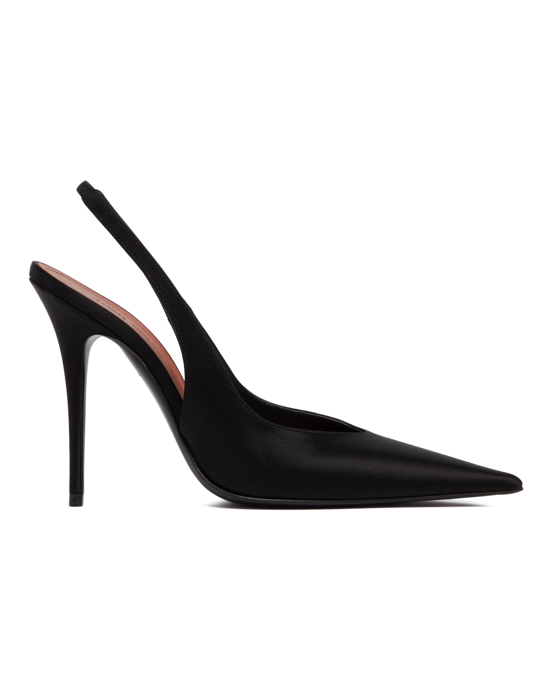Amina Muaddi Slingback Anok In Satin Nere, view 2