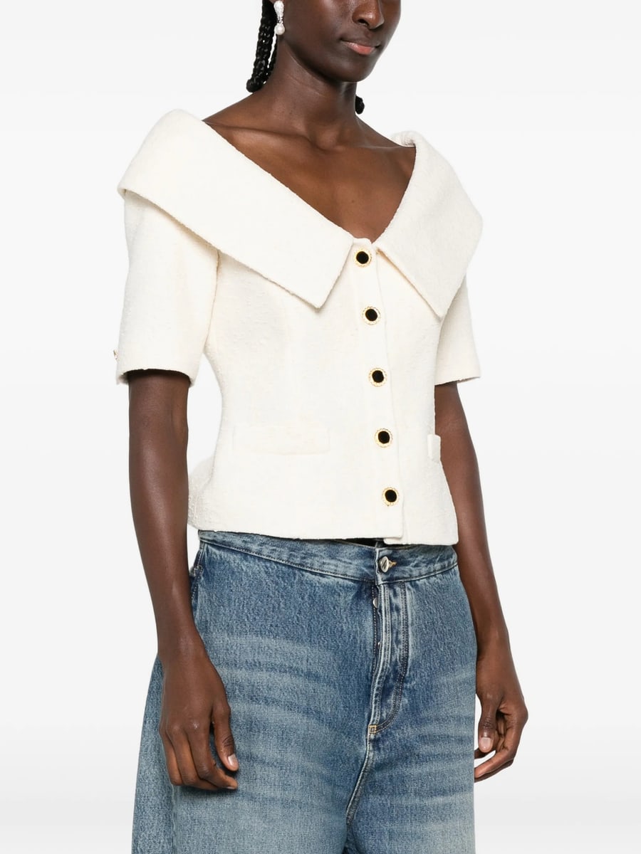 Alessandra Rich Alessandra Rich Off-shoulder Button-up Jacket, view 2