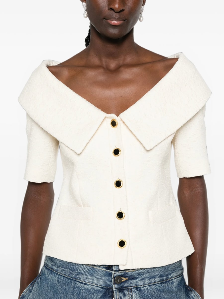 Alessandra Rich Alessandra Rich Off-shoulder Button-up Jacket, view 3