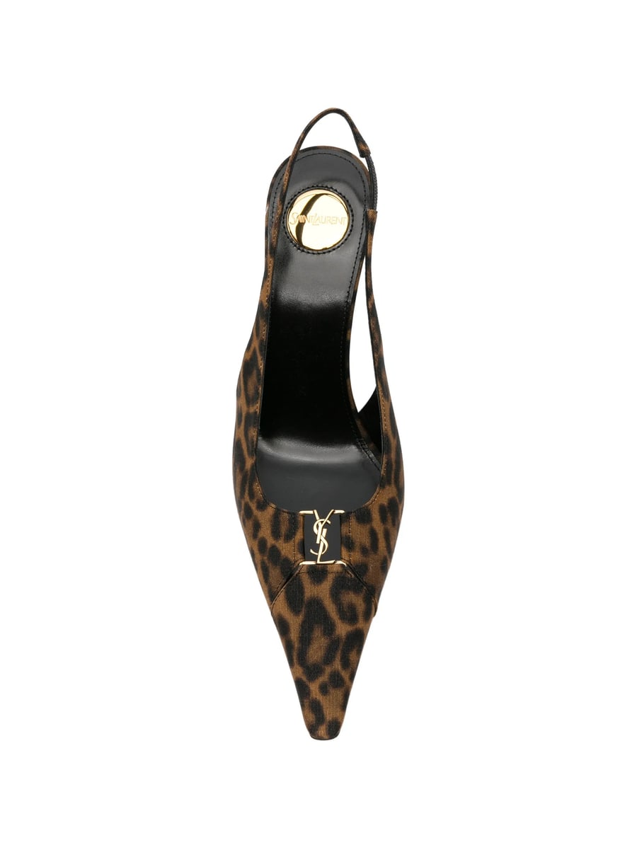 Saint Laurent Saint Laurent Leopard-print Slingback Pumps, view 4