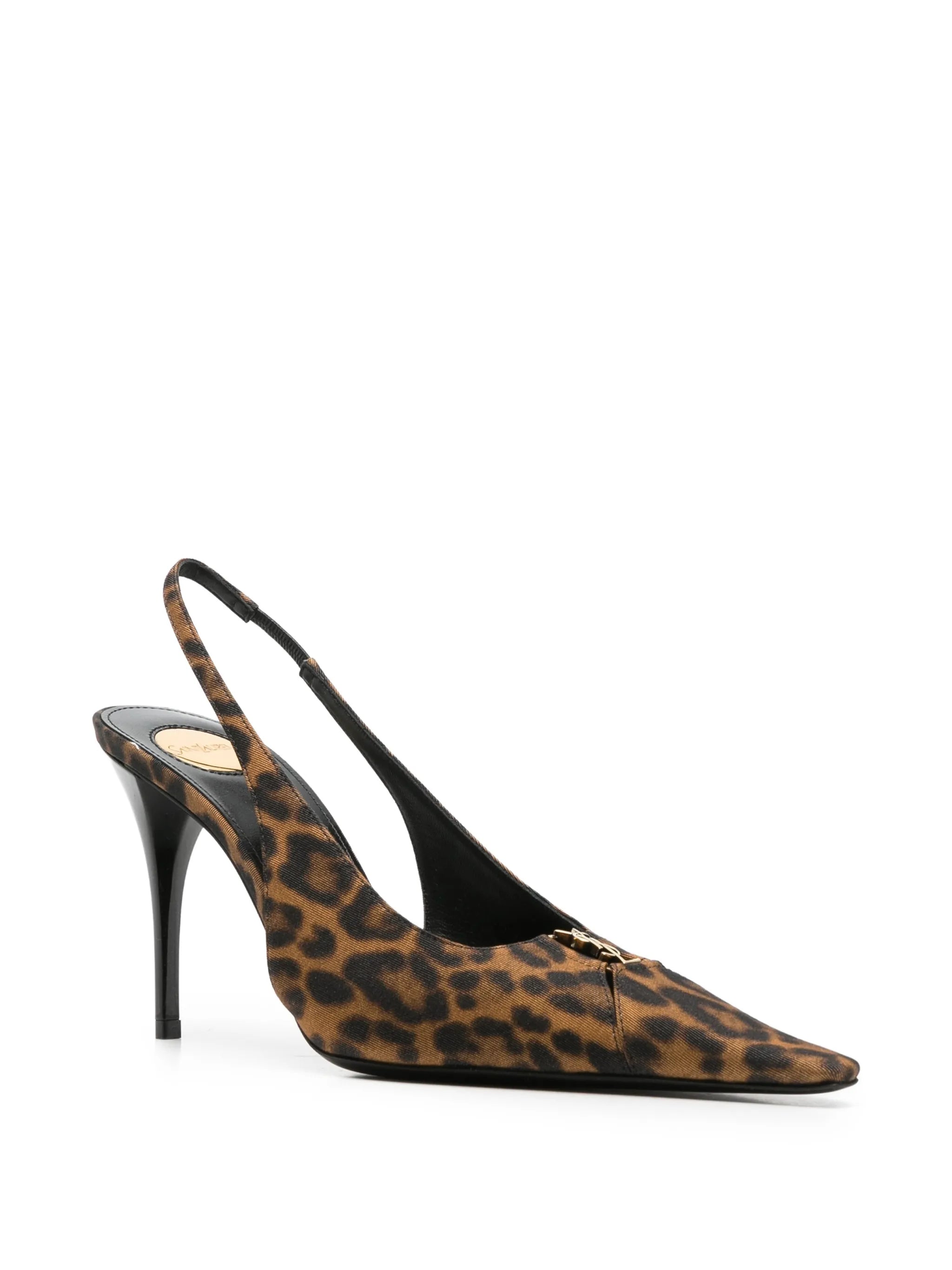 Saint Laurent Saint Laurent Leopard-print Slingback Pumps, view 2