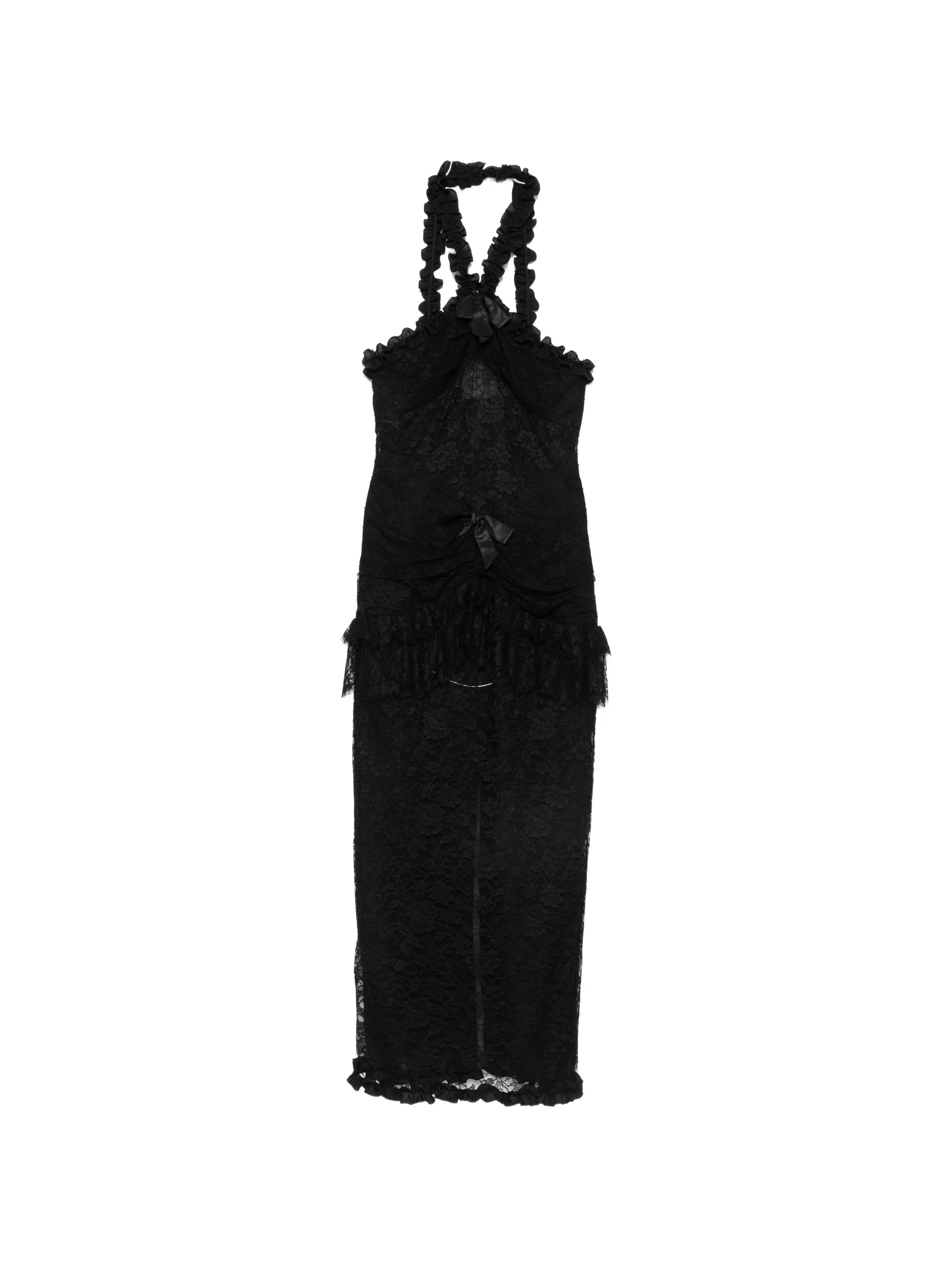 Alessandra Rich Alessandra Rich Chantilly Lace Halterneck Maxi Dress