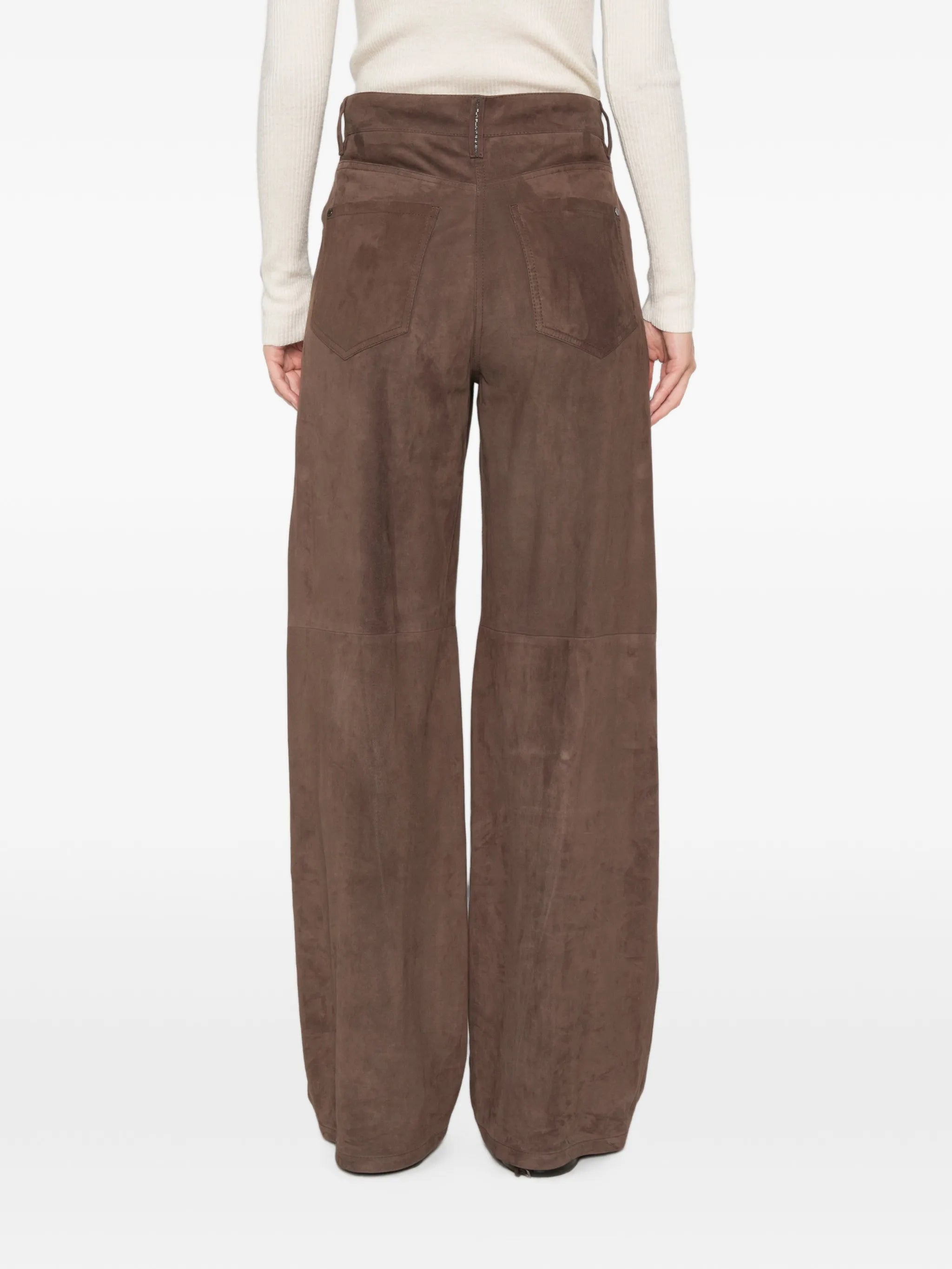 Brunello Cucinelli Brunello Cucinelli Suede Wide-leg Trousers