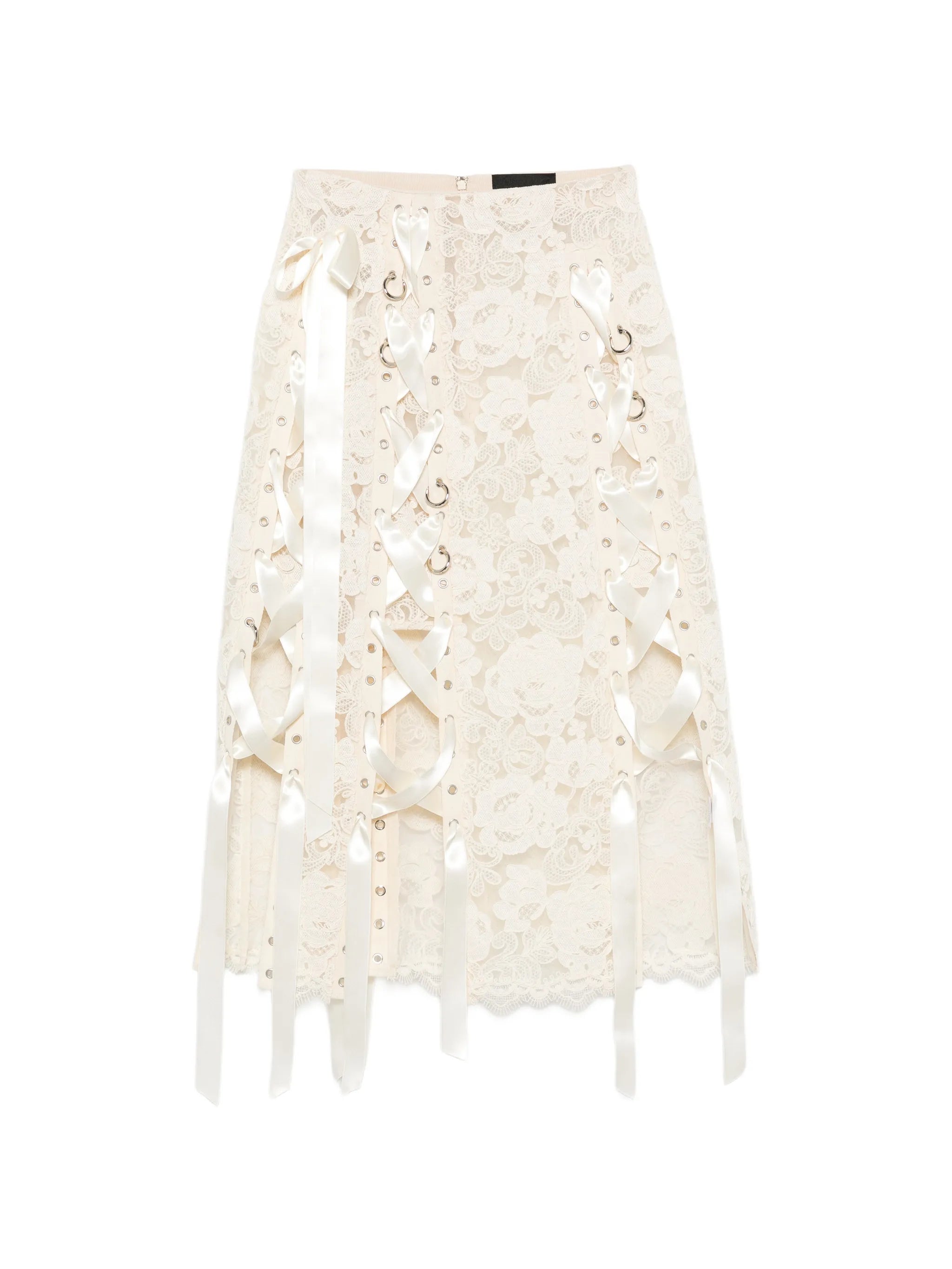 Simone Rocha Simone Rocha Lace-up Floral-lace Midi Skirt
