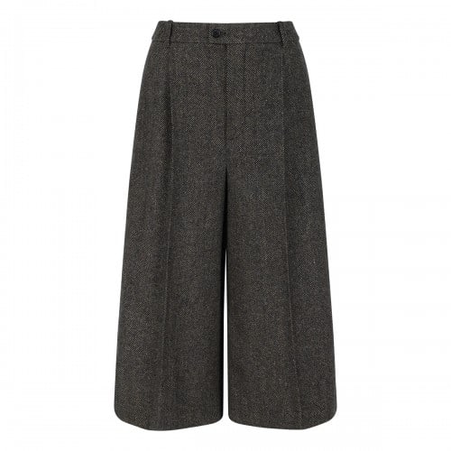 Saint Laurent Herringbone wool culotte pants