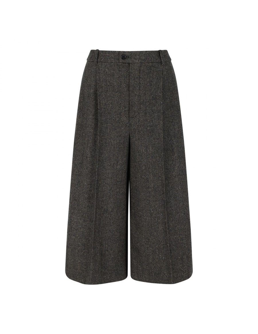Saint Laurent Herringbone wool culotte pants, view 2