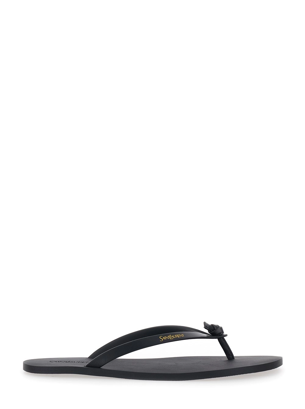 Saint Laurent Infradito 'Cassandra' con Dettaglio Logo in Pelle nero uomo