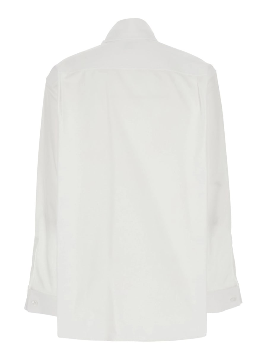 Saint Laurent Camicia con collo lavallière in popeline di cotone bianca donna, view 2