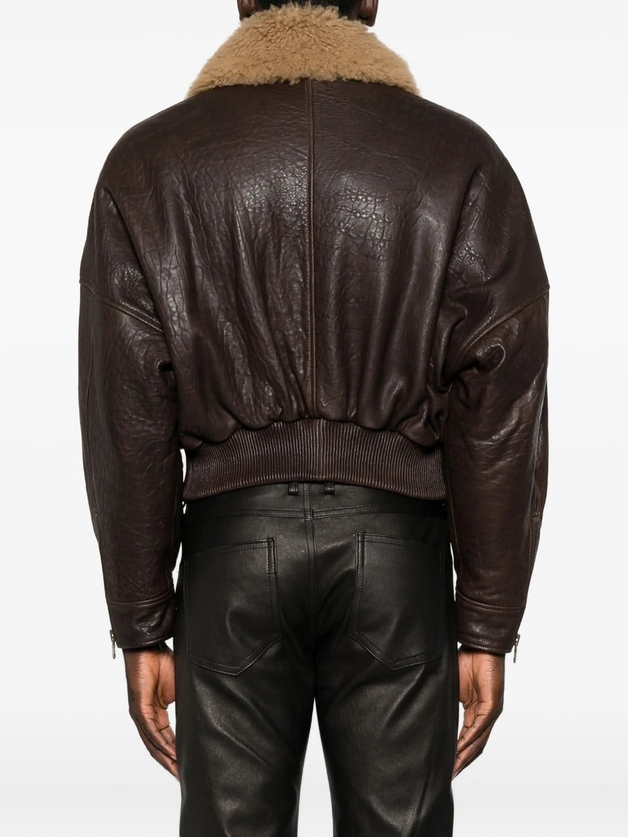 Petar Petrov Petar Petrov Shearling-collar Leather Jacket, view 4