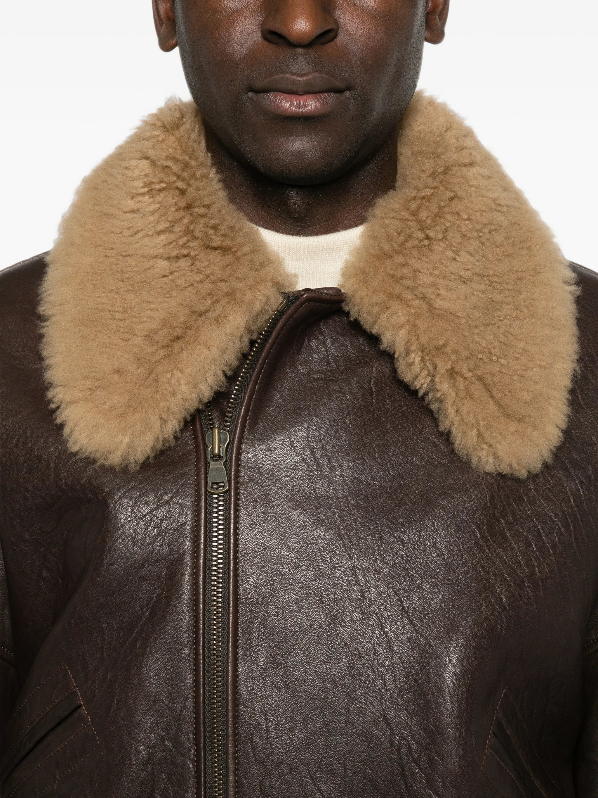 Petar Petrov Petar Petrov Shearling-collar Leather Jacket, view 2