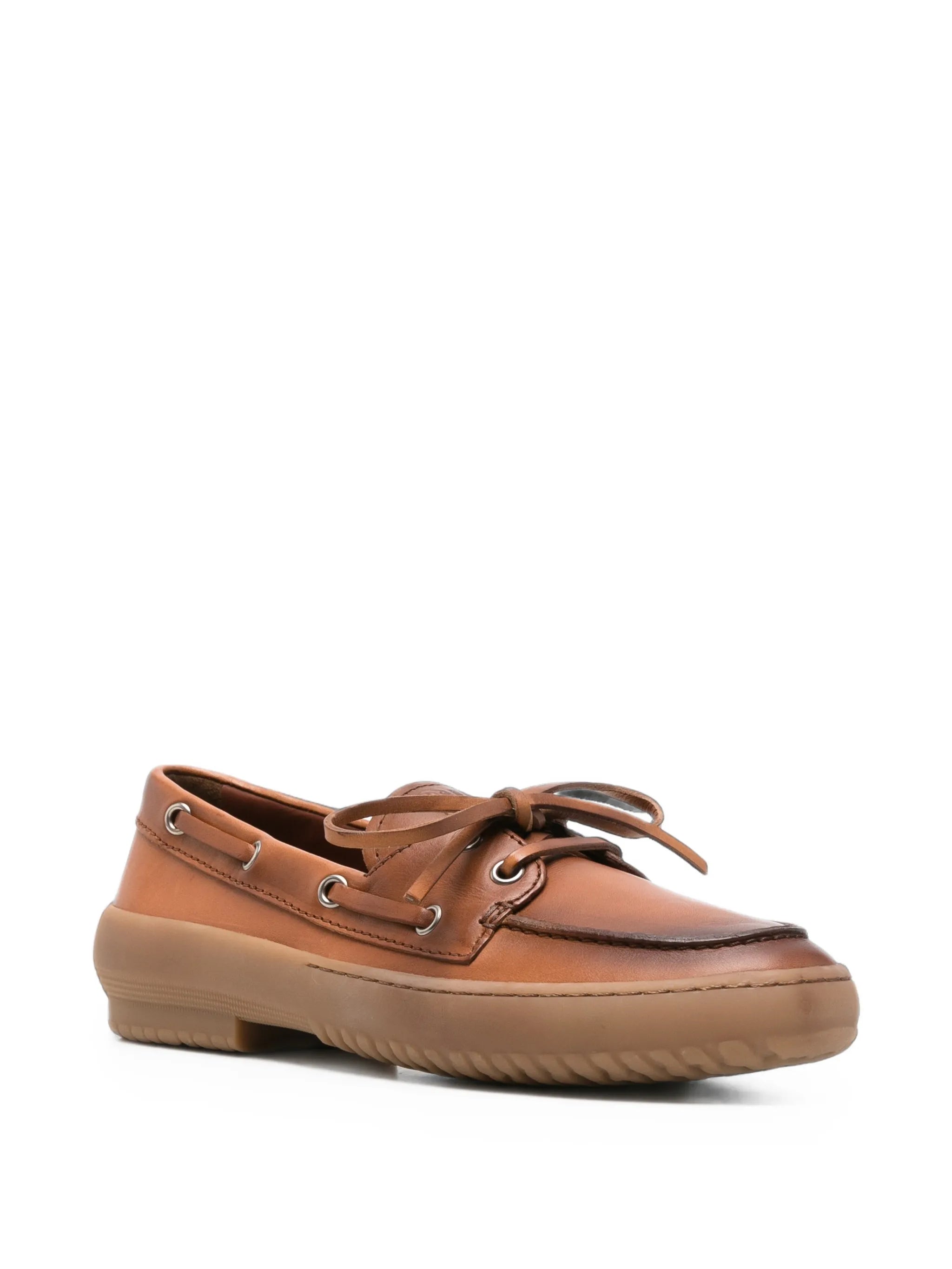 Miu Miu Miu Miu Lace-up Leather Boat Shoes, view 2