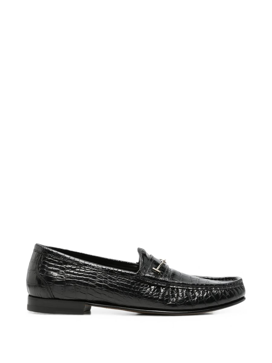 Tom Ford Tom Ford Crocodile-effect T-bar Loafers