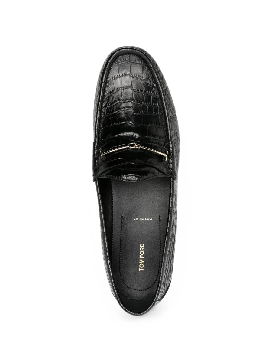 Tom Ford Tom Ford Crocodile-effect T-bar Loafers, view 2