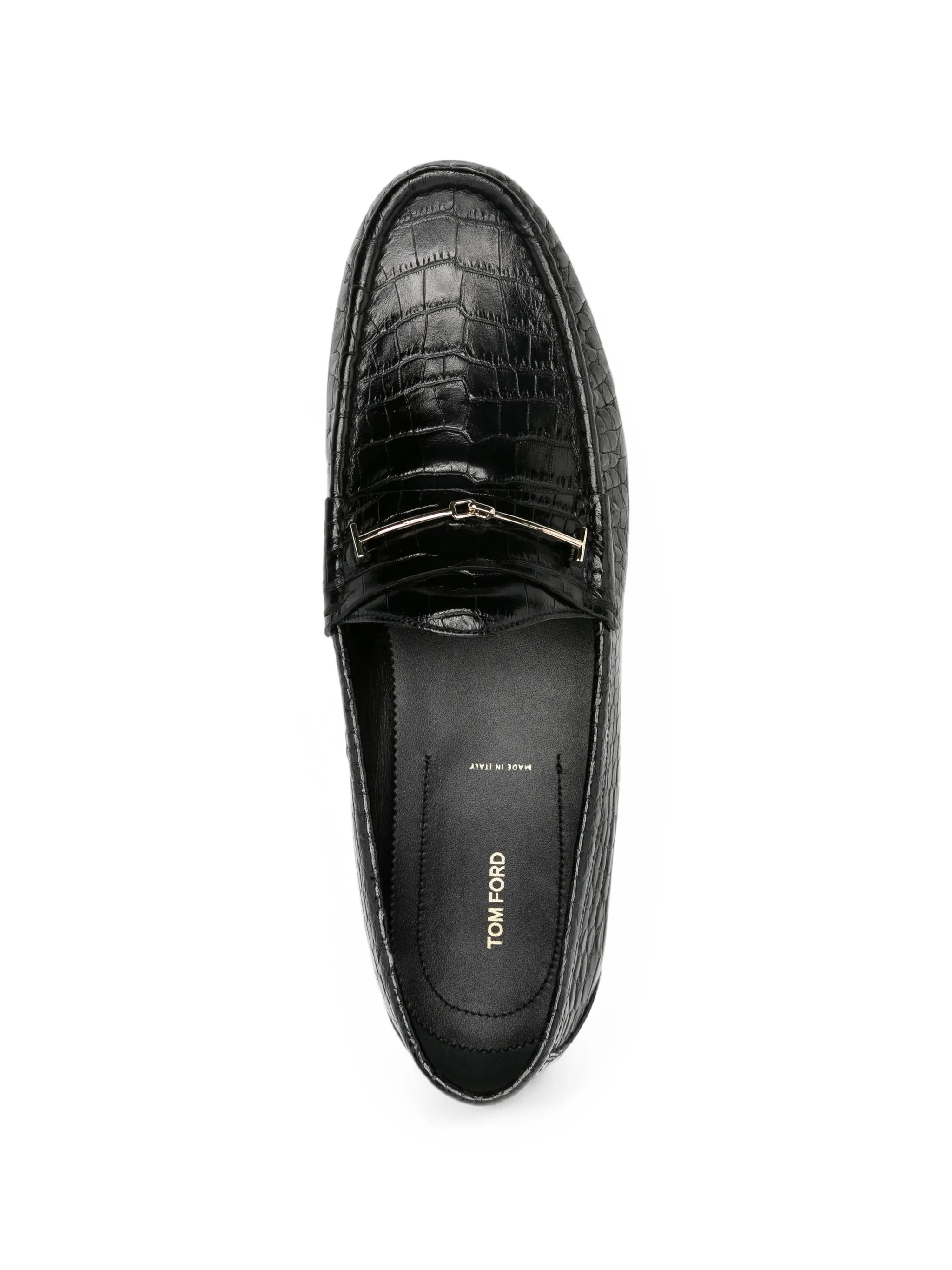 Tom Ford Tom Ford Crocodile-effect T-bar Loafers, view 2