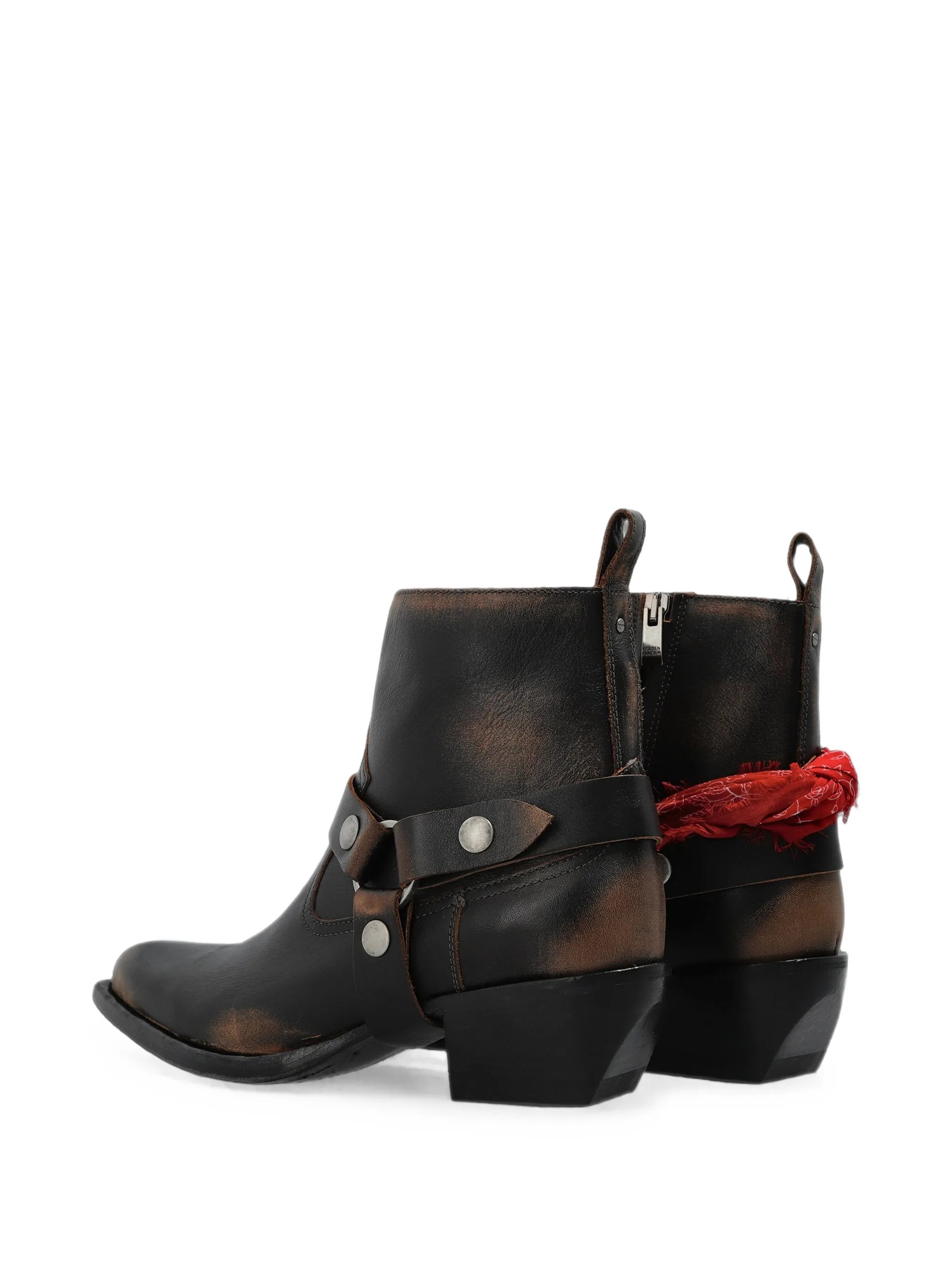 Golden Goose Golden Goose Debbie Boots In Black Leather With Removable Buckle And Bandana, view 2