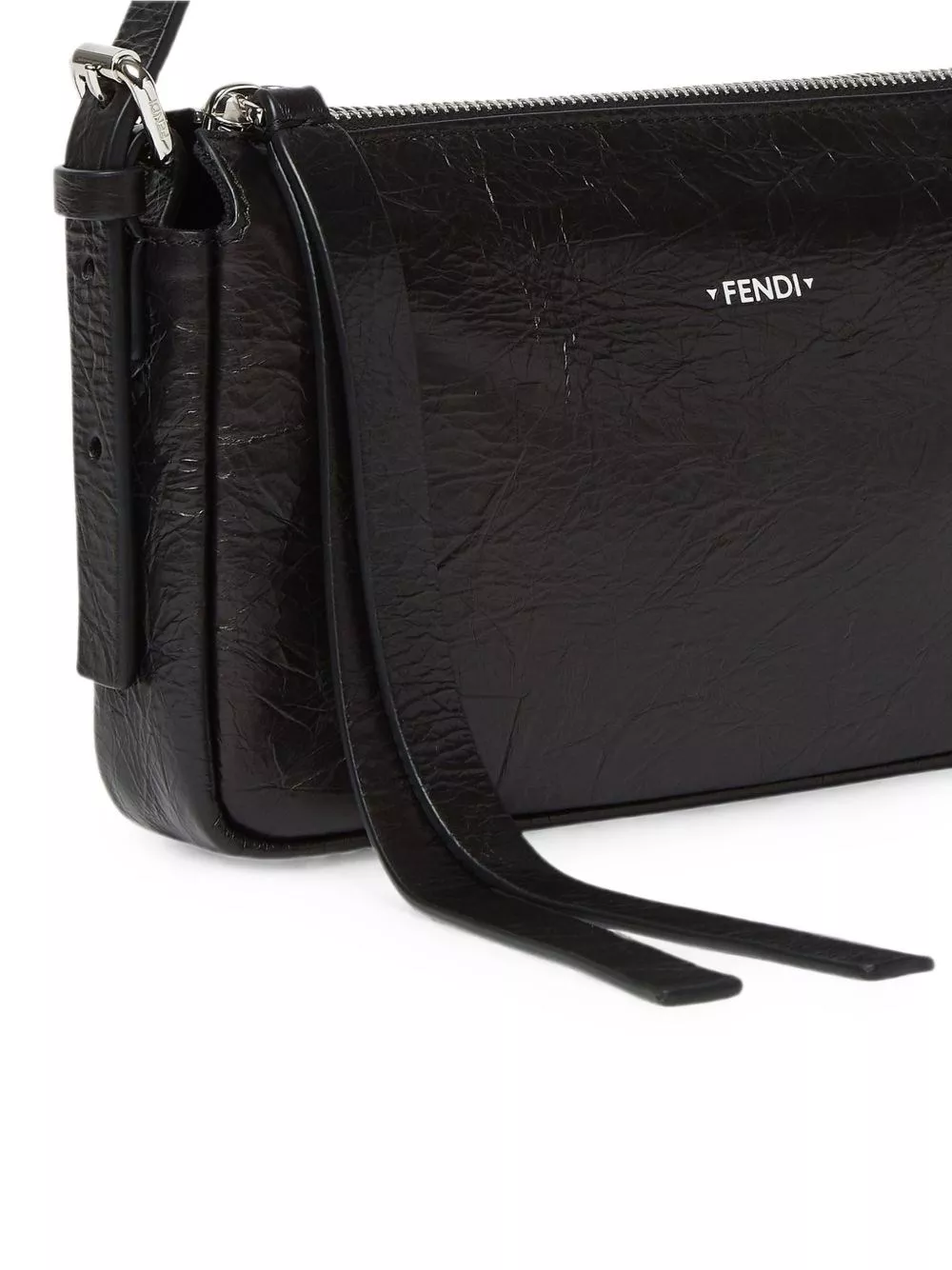 Fendi Borsa a spalla in pelle piccola Zip Top, view 2