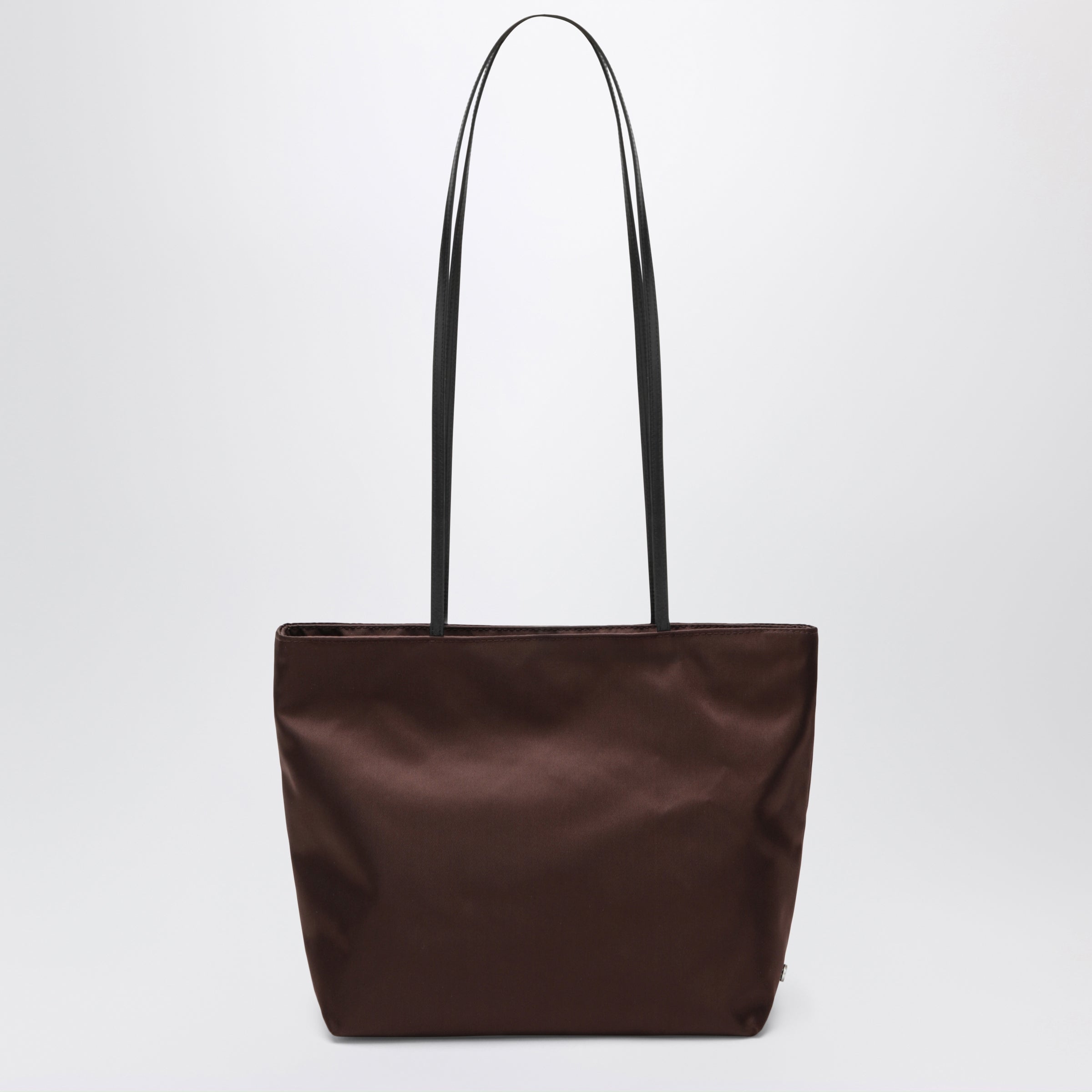VALESQUE Borsa tote Spaghetti marrone in nylon satinato