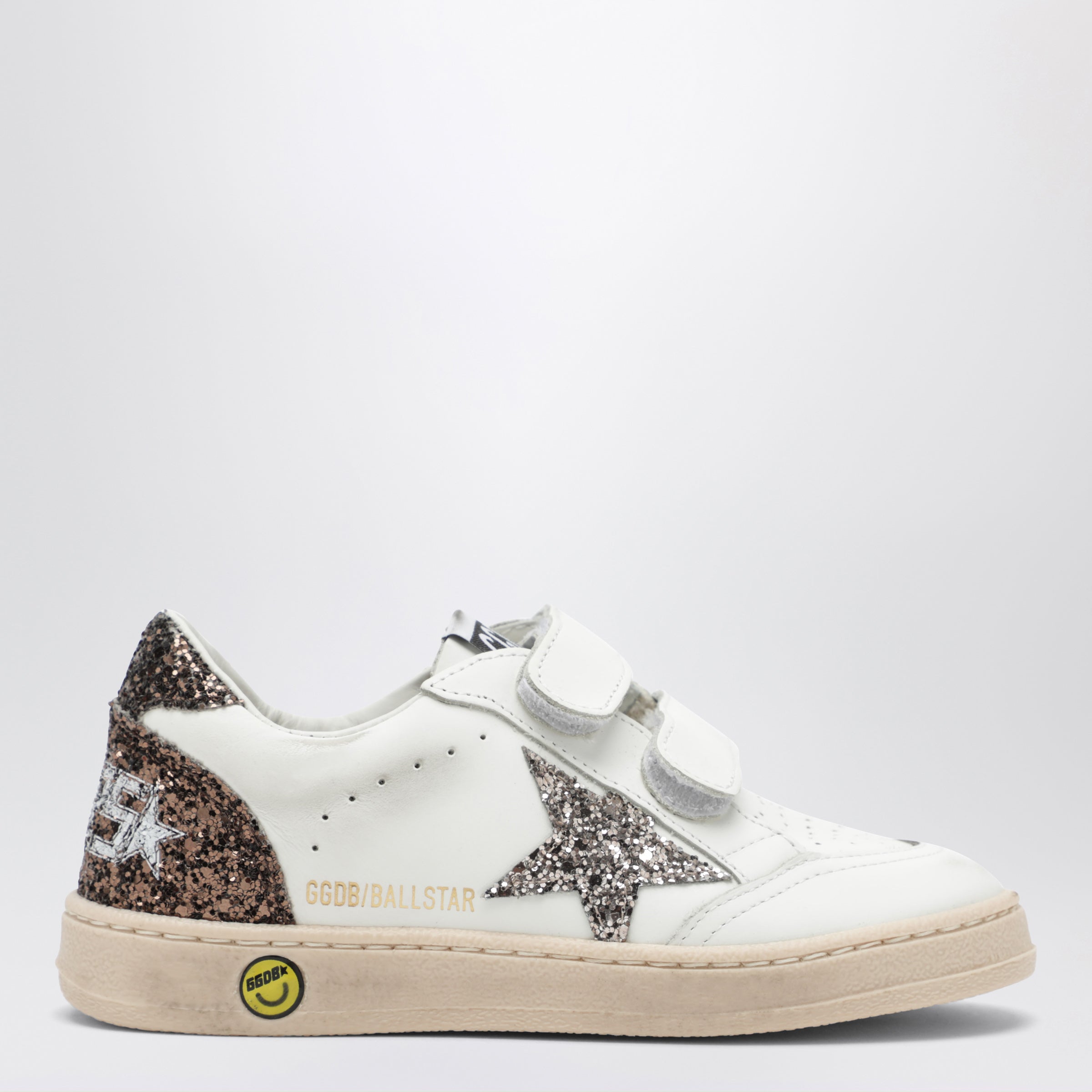 Golden Goose Sneakers Ballstar in pelle bianche/glitter