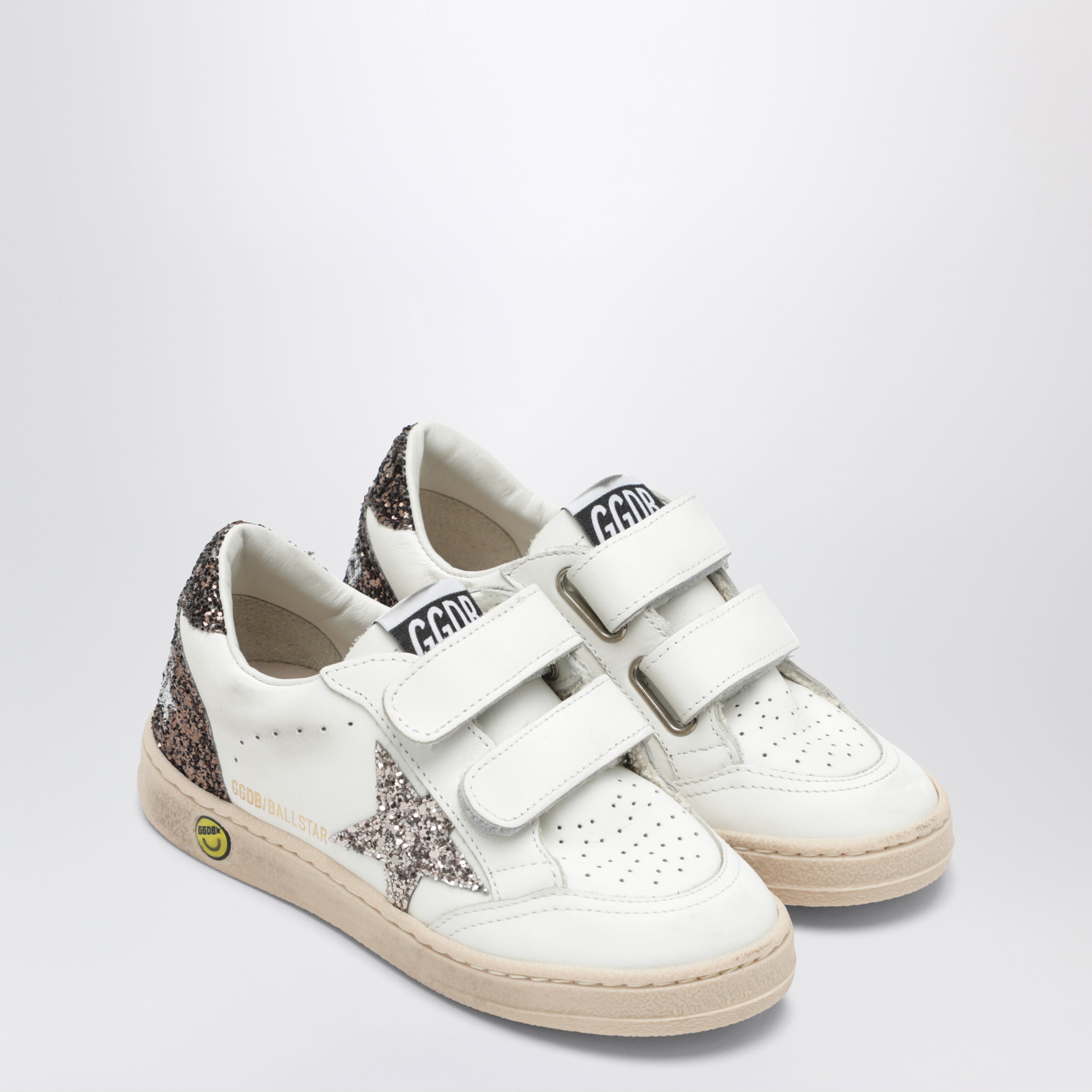 Golden Goose Sneakers Ballstar in pelle bianche/glitter, view 2
